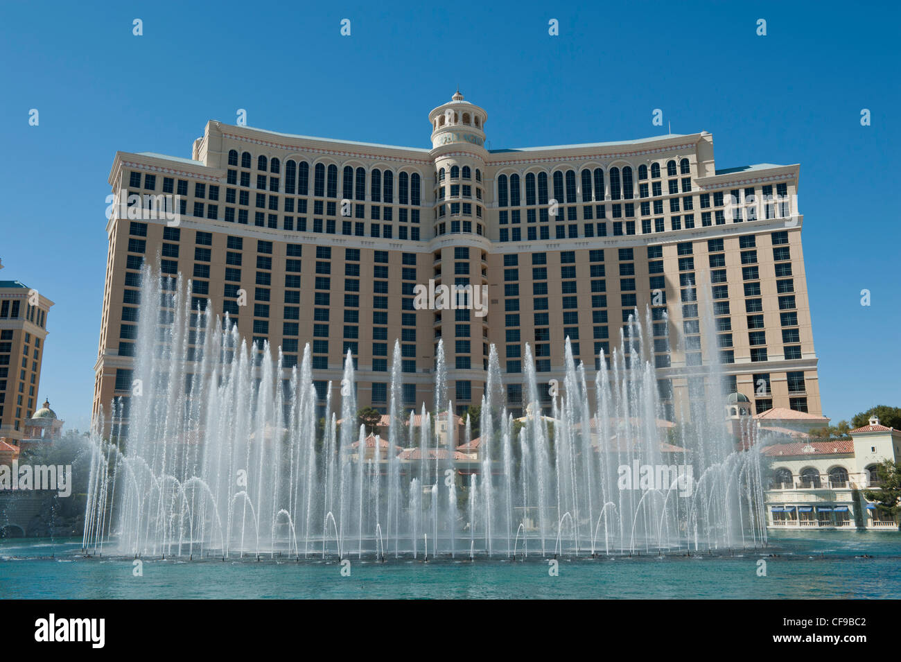 The Spectacular Bellagio Fountains in the Day, Las Vegas, USA Stock Photo