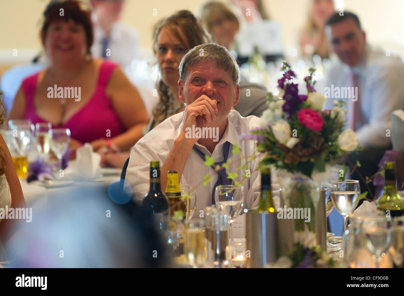 Speeches and toasts at wedding reception Stock Photo