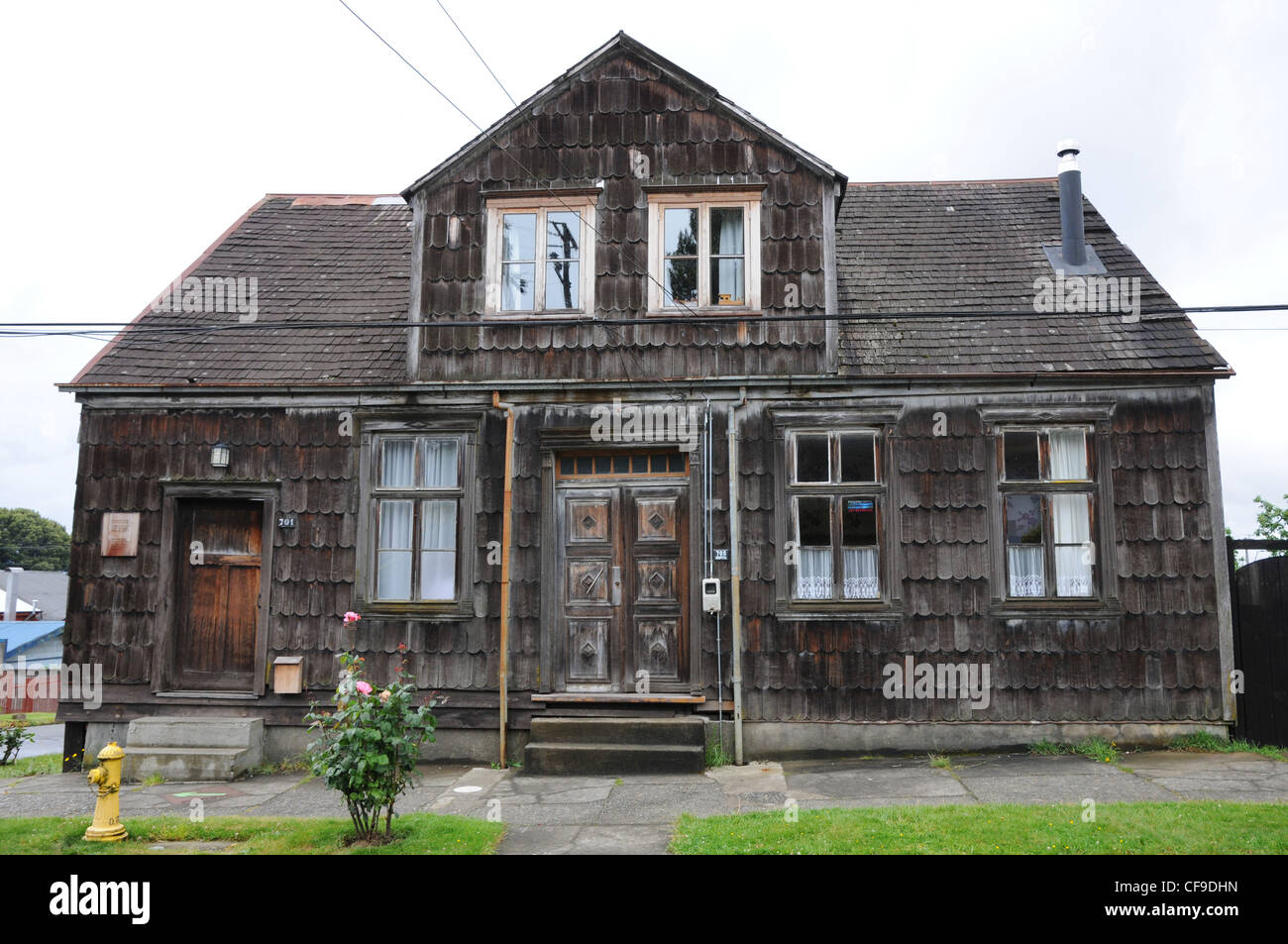 Wood tiled house, Puerto Varas, Los Lagos, Chile Stock Photo Alamy