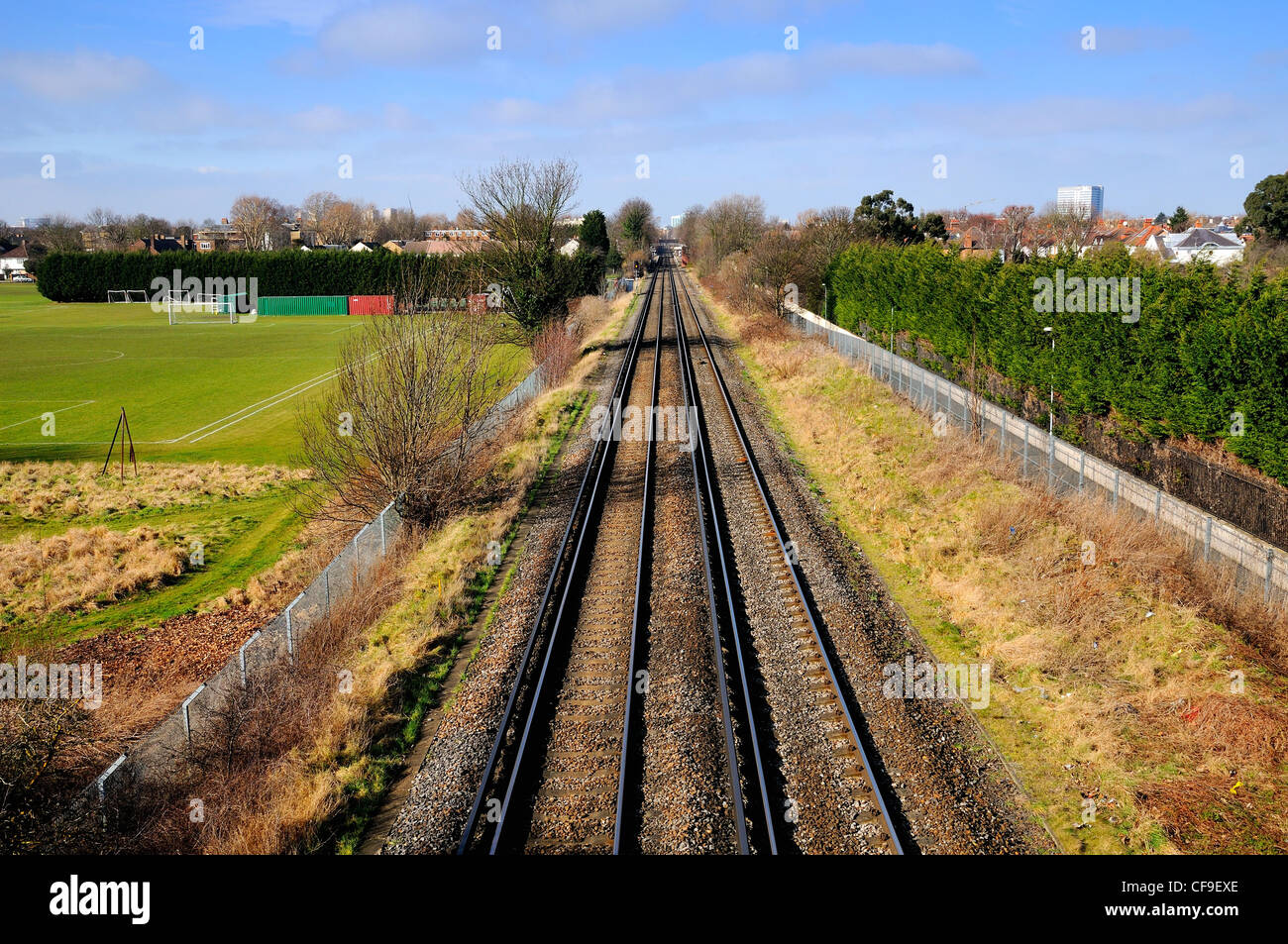 Railway lines disappearing into distance Stock Photo Alamy