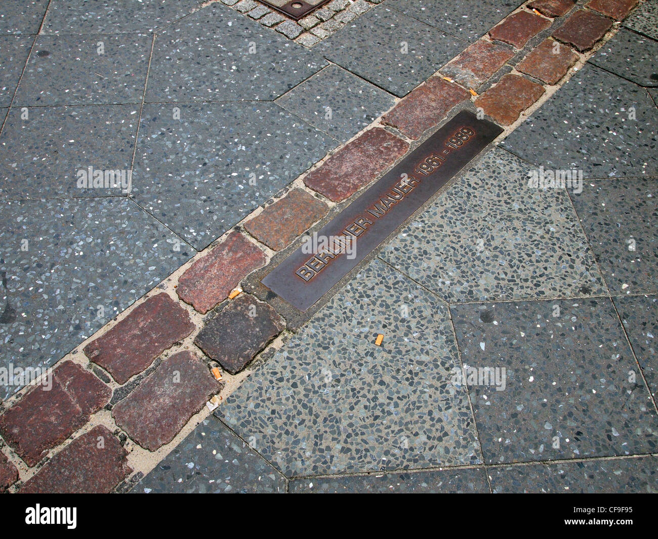 The line marking the location of the Berlin Wall, Berlin, Germany Stock
