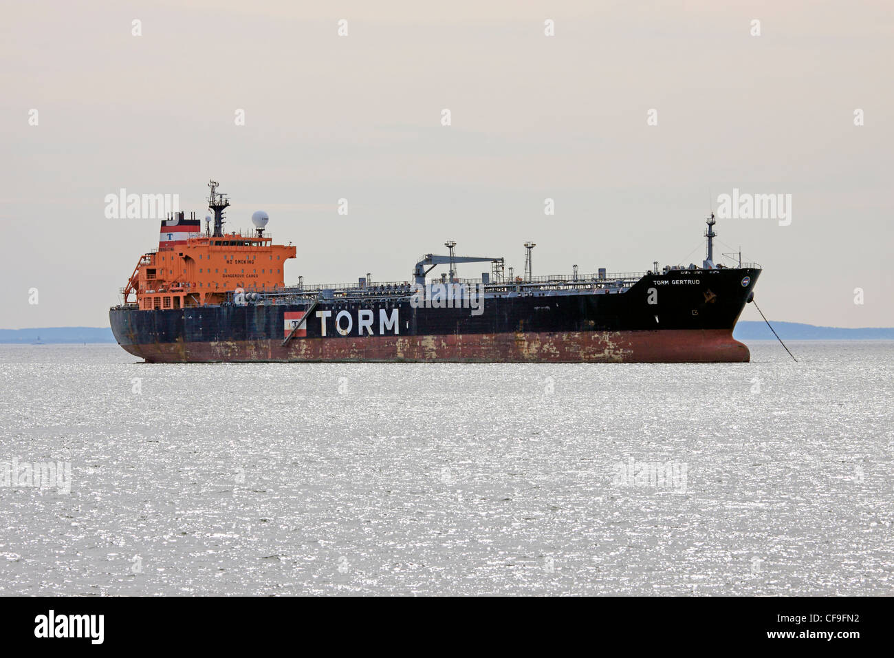 The Torm Gertrud oil tanker out of Denmark, anchored in New York harbor Stock Photo