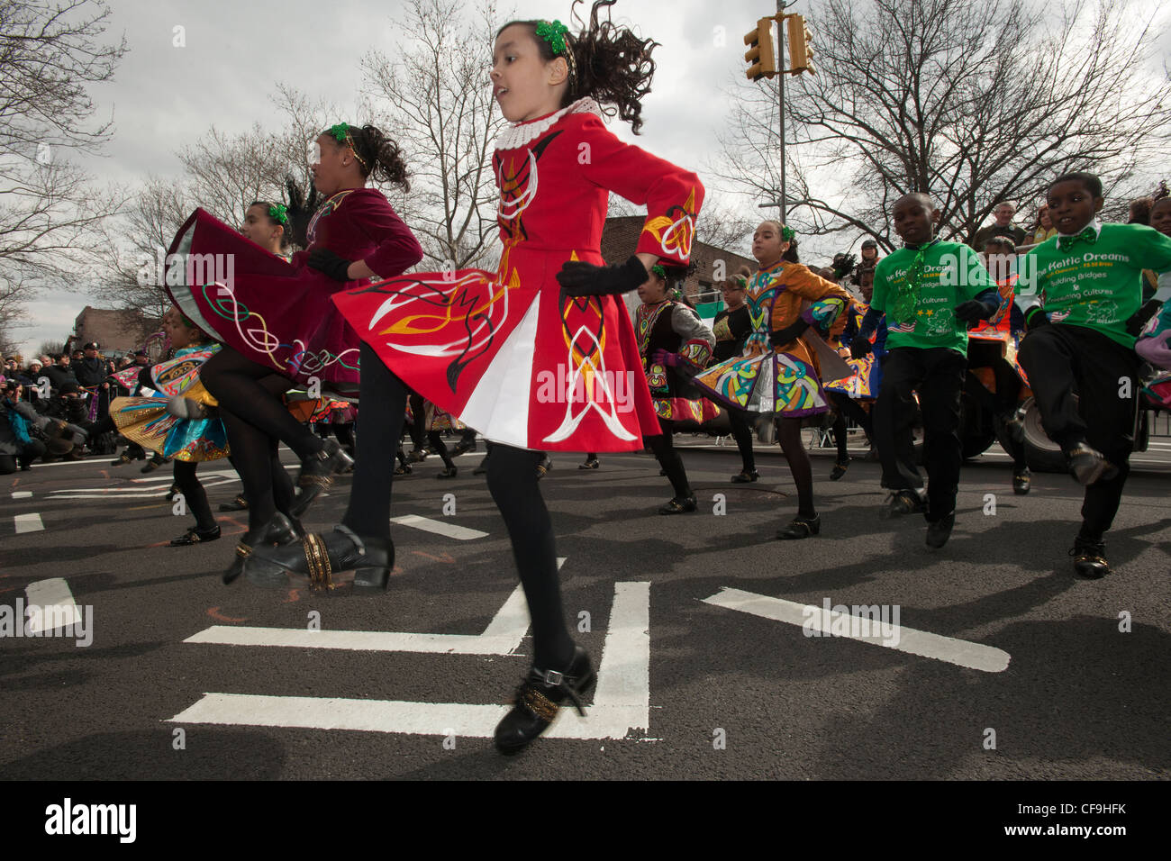 Multicultural students perform their Irish Step Dancing routines at the