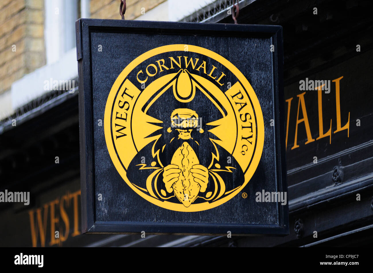 West Cornwall Pasty Co Sign, Rose Crescent, Cambridge, England, UK Stock Photo