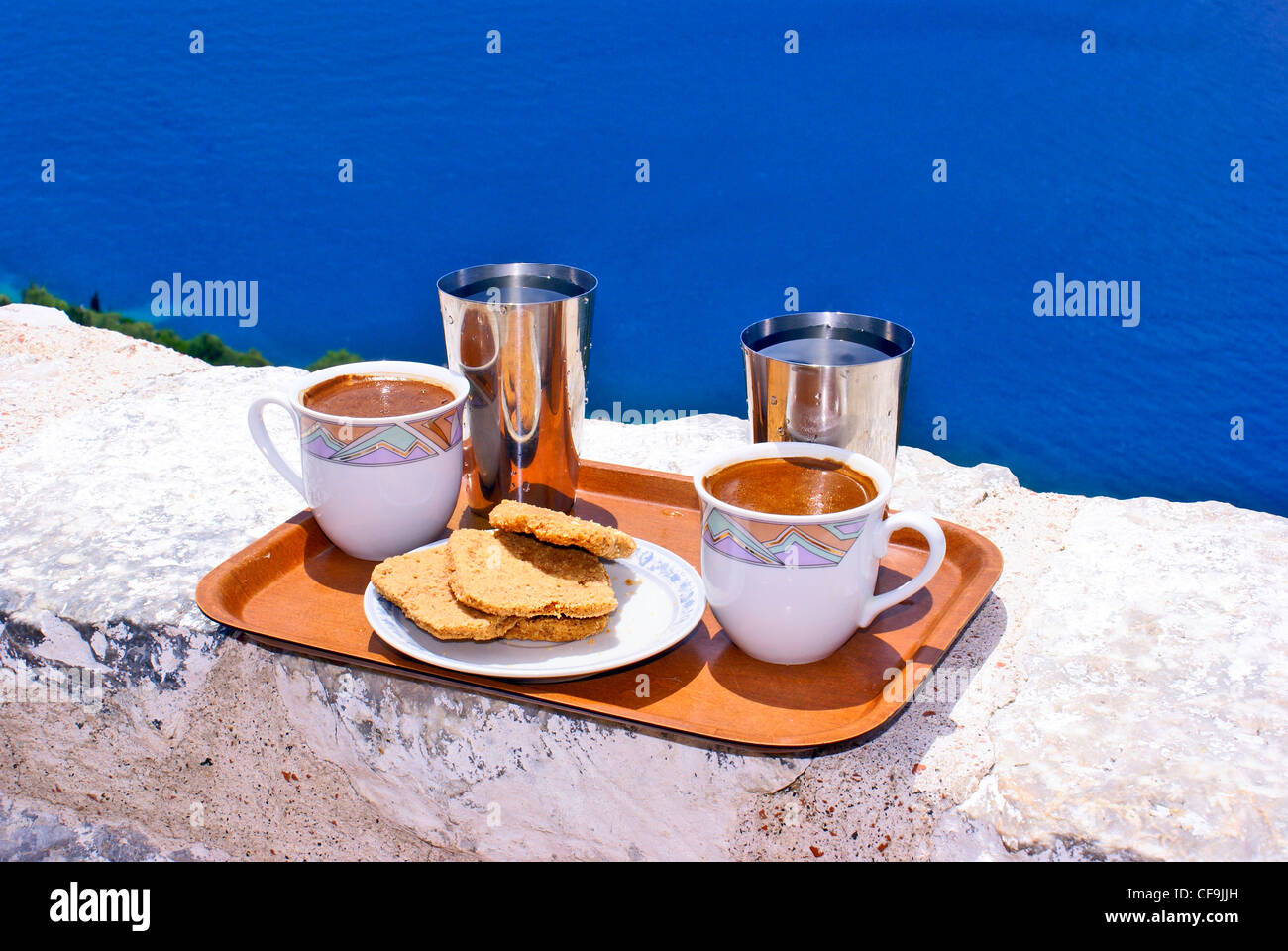 A traditional Greek coffee pot in a cafe in the Hora (capital) of Serifos  island, Cyclades, Greece Stock Photo - Alamy