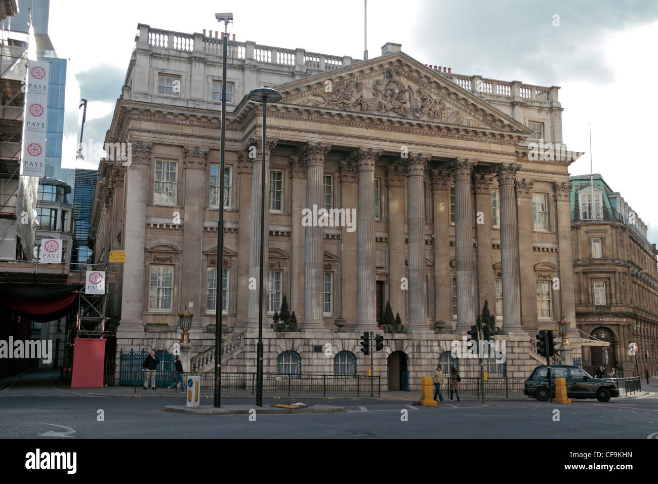 The Mansion House, close to the spot of the original Stocks Market building in the City of London, England. Stock Photo