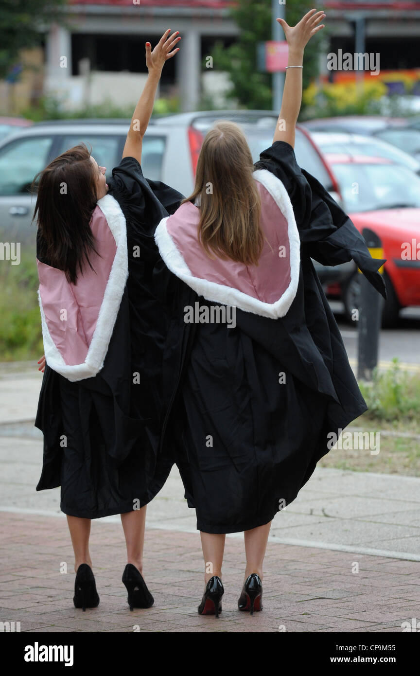 Students celebrating graduation at a British University Stock Photo