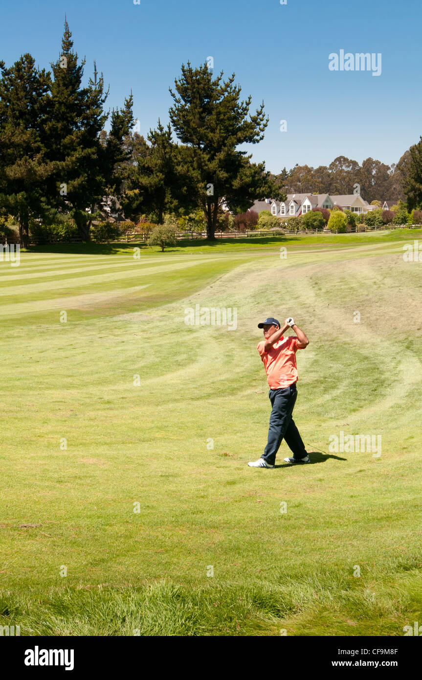 Spectators and golfers unknown. Championship golf. Stock Photo