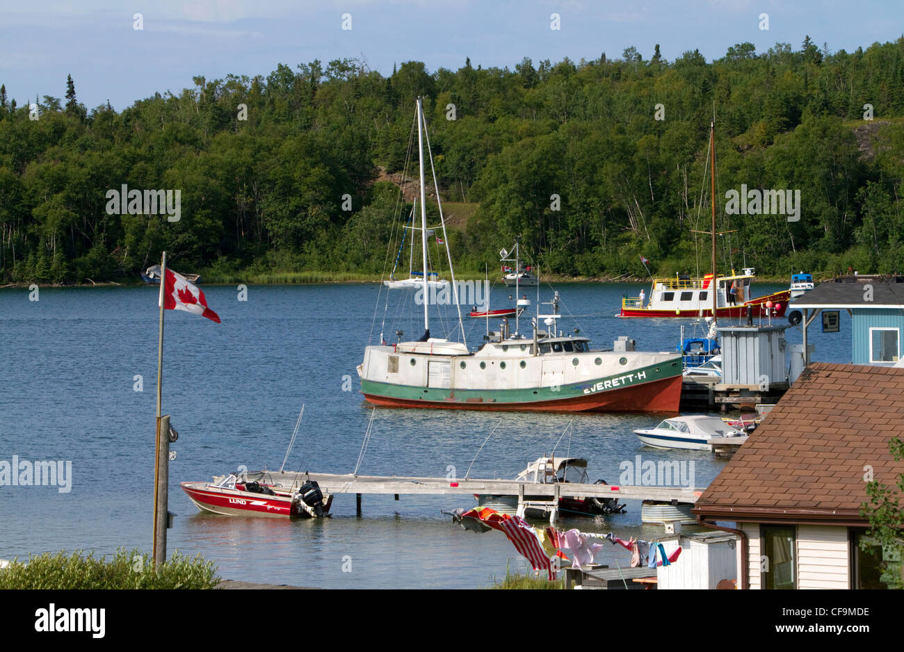 Boats docked at Rossport, Ontario, Canada Stock Photo Alamy