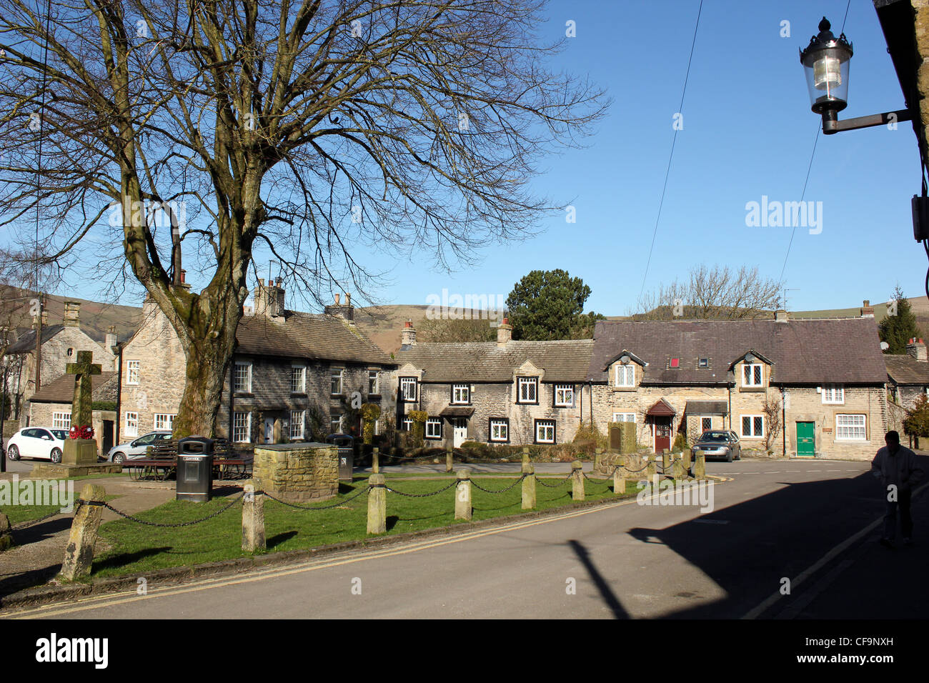 Village square, Castleton, Derbyshire, Peak District National Park, England UK Stock Photo