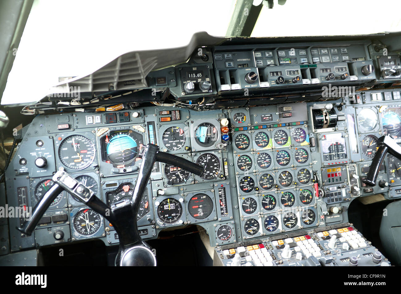 Controls of Concorde G-BBDG at Brooklands Museum. Stock Photo