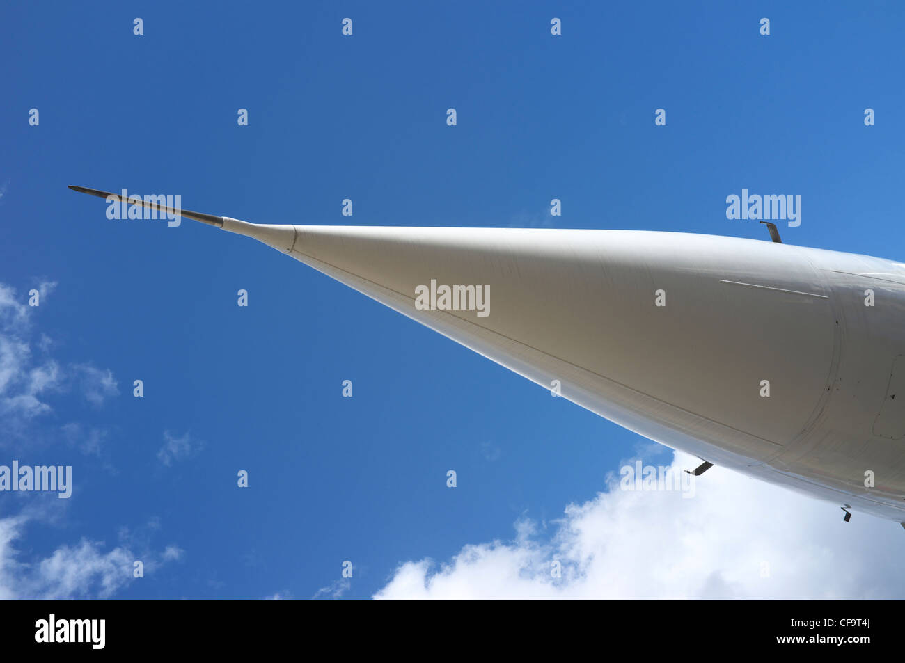 The tilting nosecone of Concorde G-BBDG at Brooklands Museum. Stock Photo
