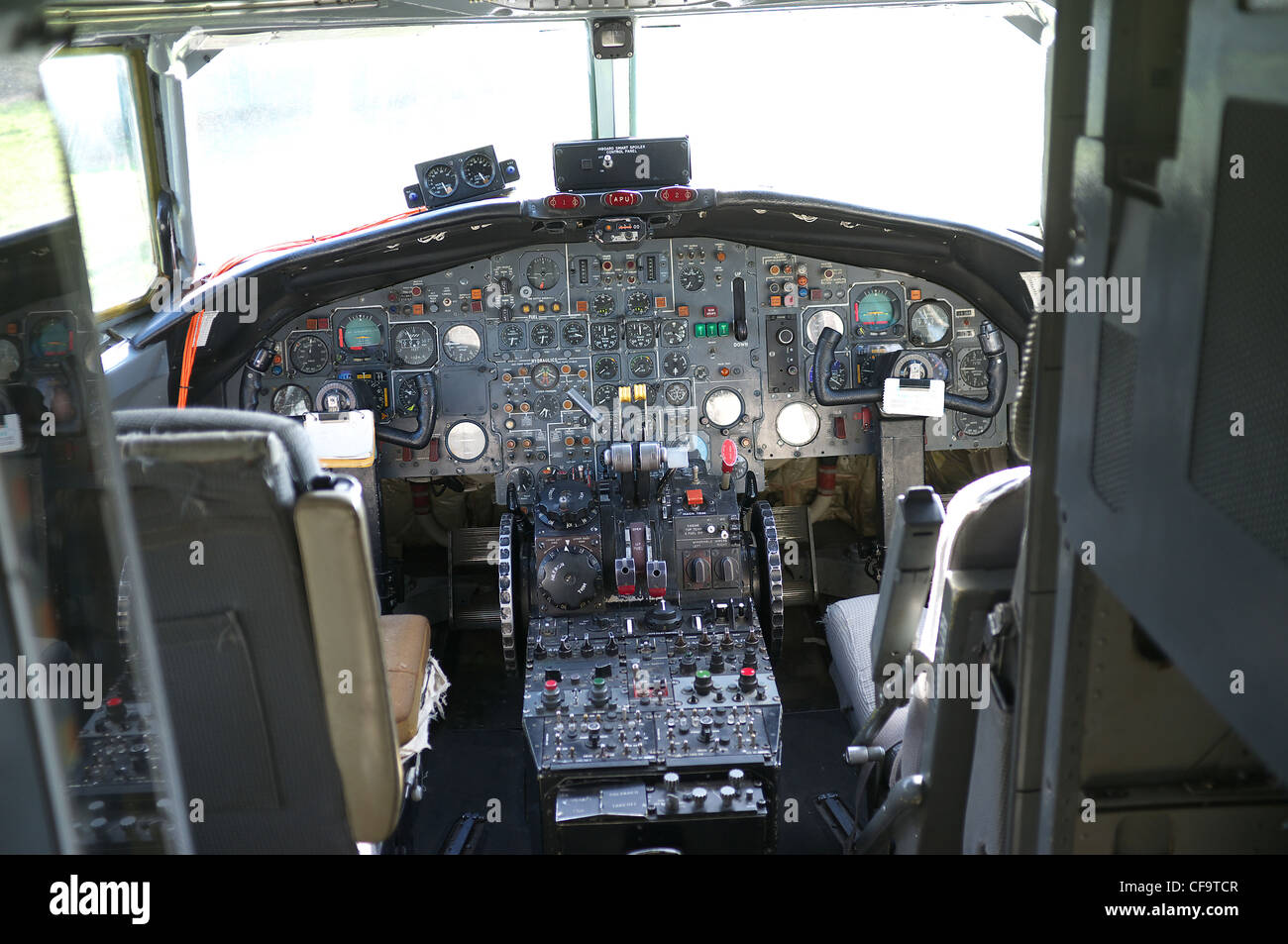 The flight deck of Concorde G-BBDG at Brooklands Museum. Stock Photo