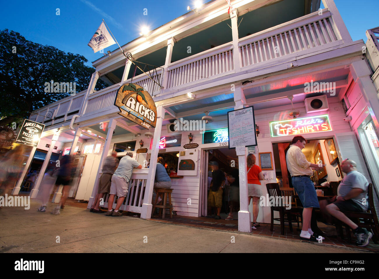 Street scene in front of Rick's bar on Duval Street, Key West, Florida