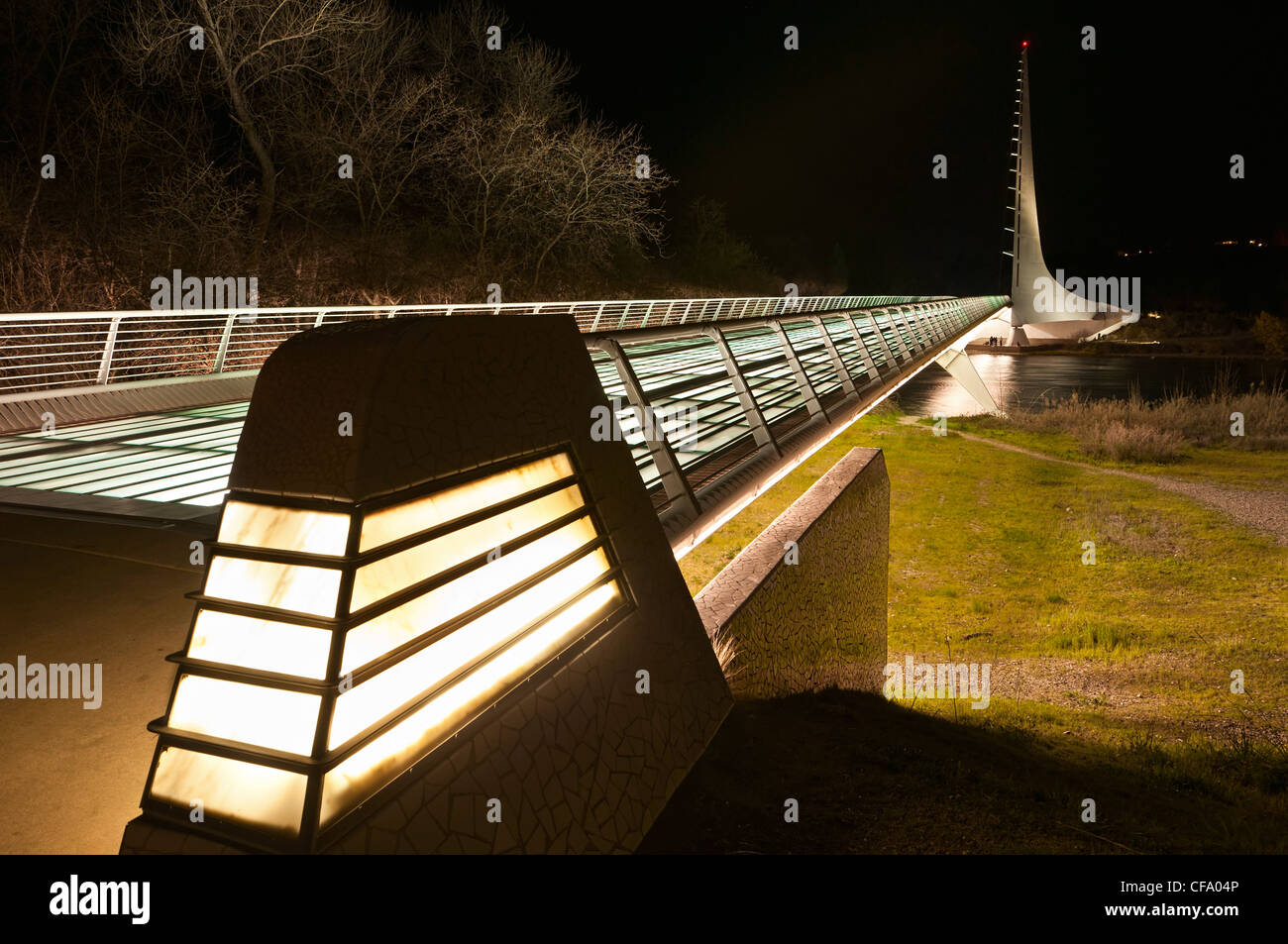 The unique and beautiful Sundial Bridge in Redding, California Stock