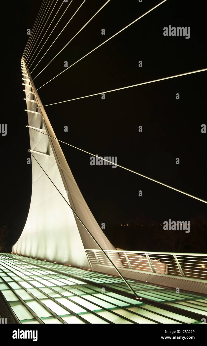 The unique and beautiful Sundial Bridge in Redding, California Stock