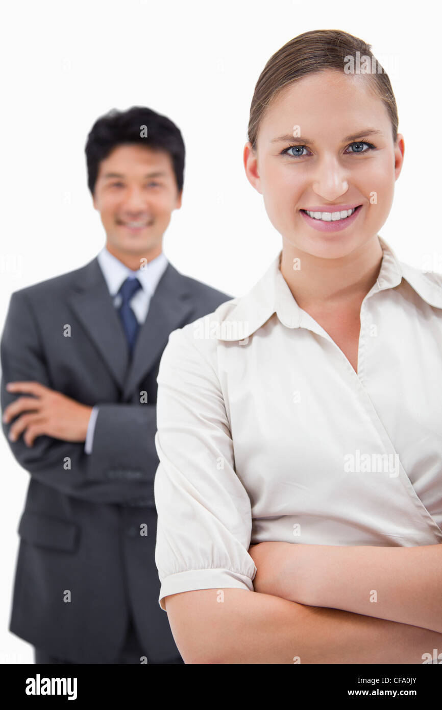 Portrait of smiling business people posing Stock Photo - Alamy