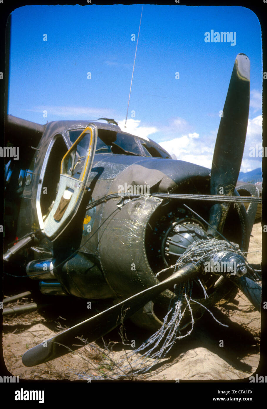 Ottter 18th Aviation Company crashed U-1A airplane Vietnam War Stock Photo