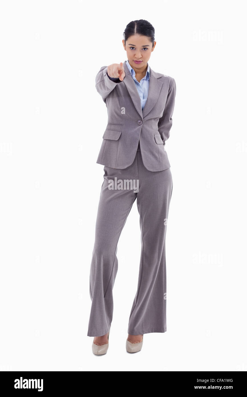 Portrait of a serious businesswoman pointing at the viewer Stock Photo