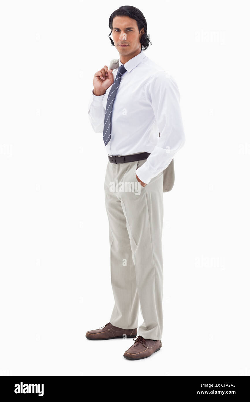 Portrait of an office worker holding his jacket over his shoulder Stock Photo