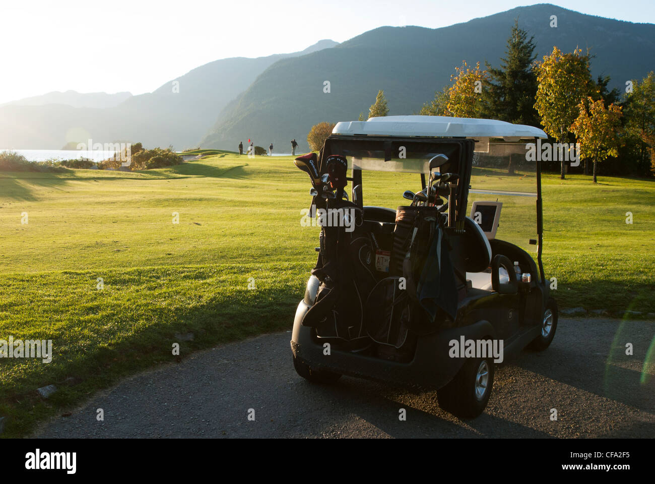 An empty golf cart, Furry Creek Golf Course, Sea to Sky Highway