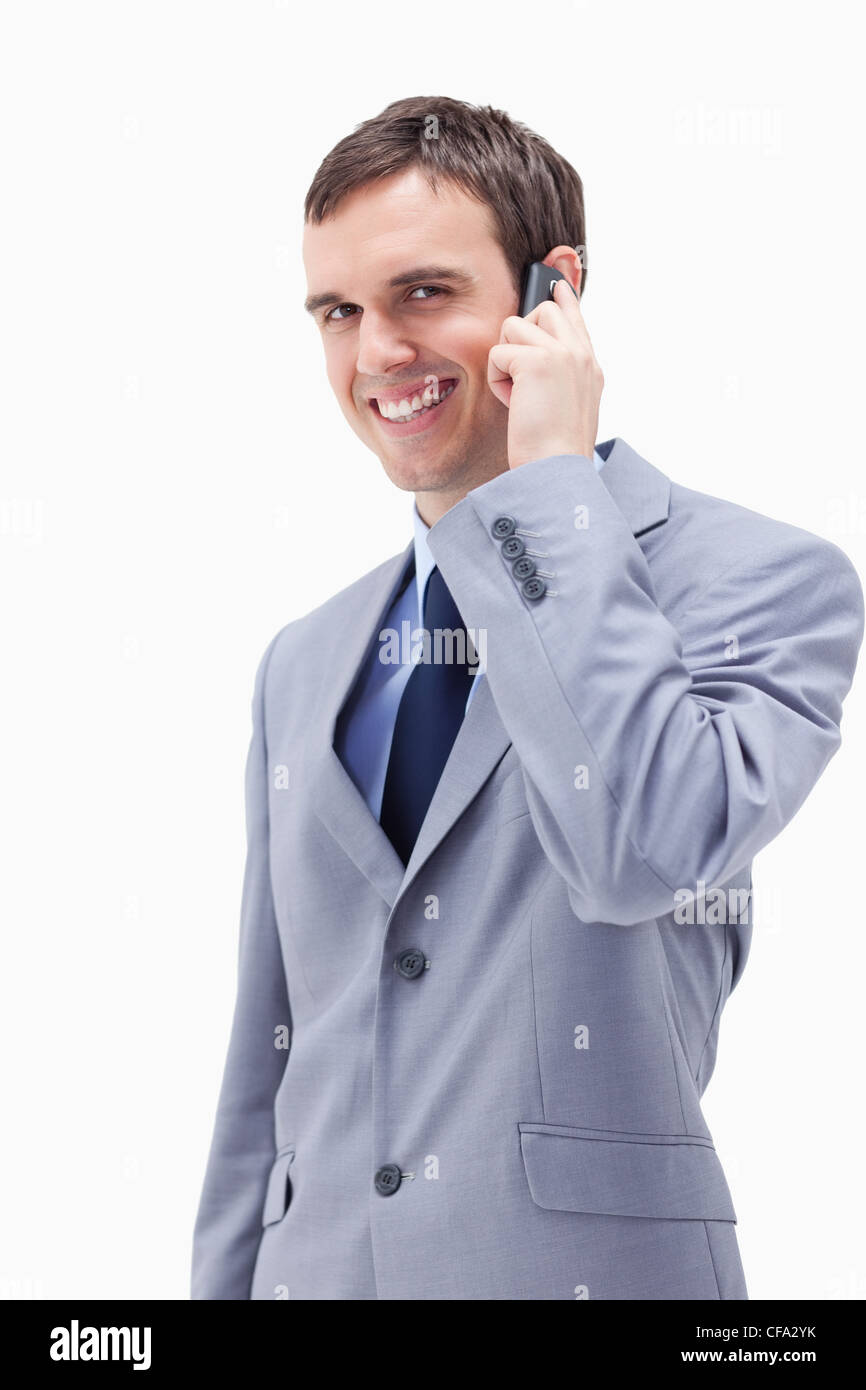 Smiling businessman on the cellphone Stock Photo