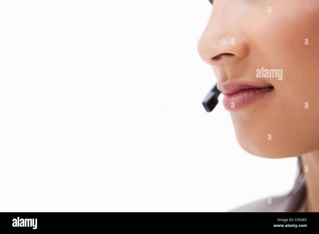 Mouth of female call center agent Stock Photo