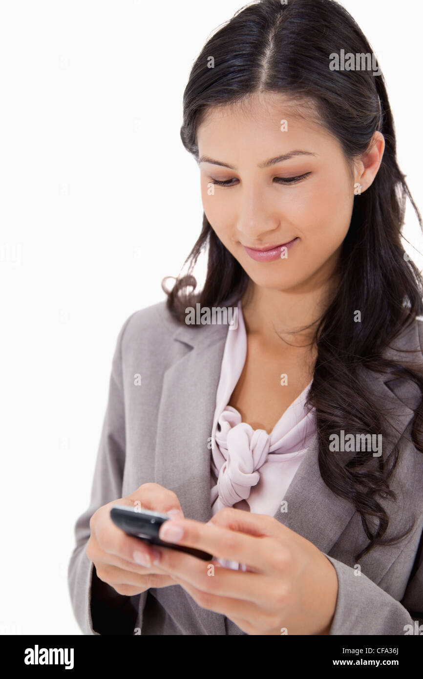 Woman reading text message Stock Photo