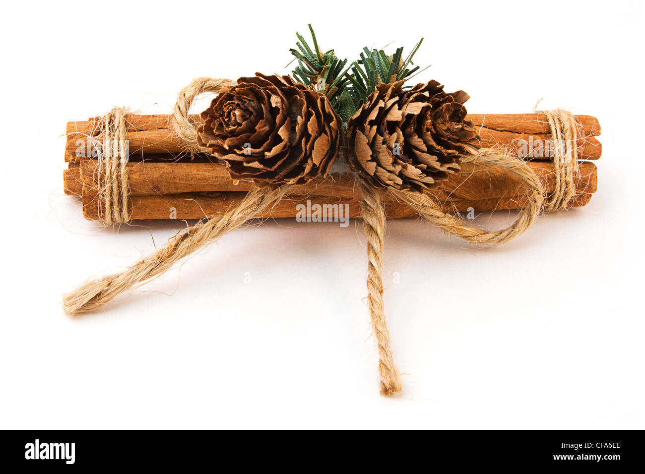 Festive cinnamon stick over white Stock Photo