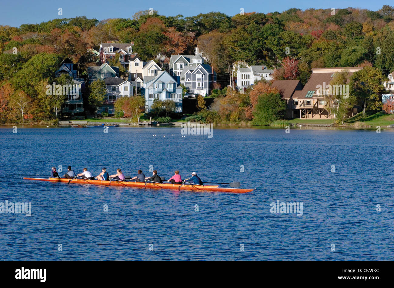 Recreational rowing on Lake Banook, Dartmouth, Nova Scotia, Canada