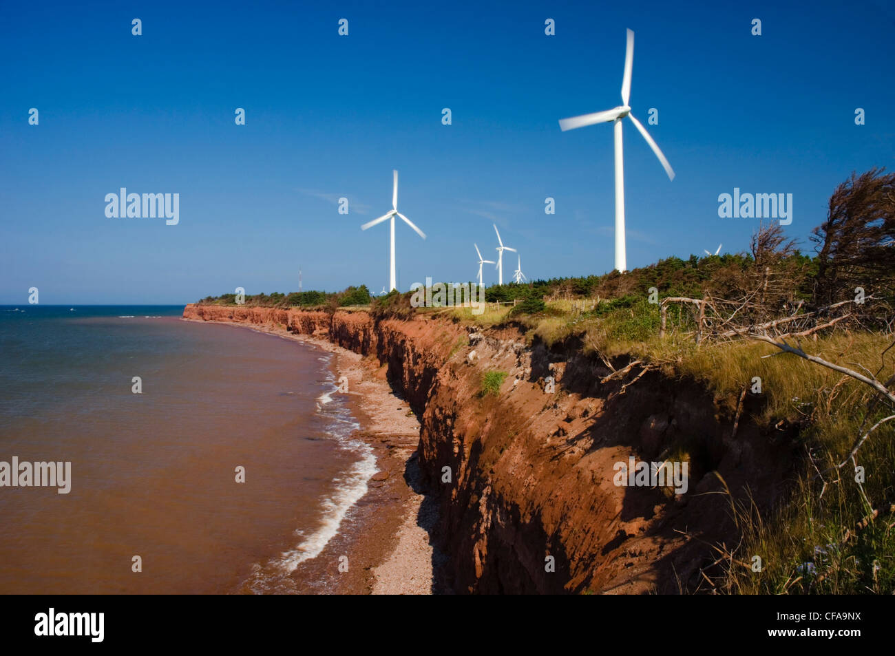 Wind Turbines/Power Generators. Alternate Energy Source. North Cape, Prince Edward Island, Canada. Stock Photo