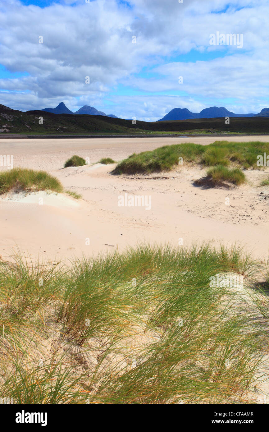 Achiltibuie, Achnahaid Bay, bay, Coigach, Coigach peninsula, dune, dunes, Great Britain, Highland, highlands, sky, highland, coa Stock Photo