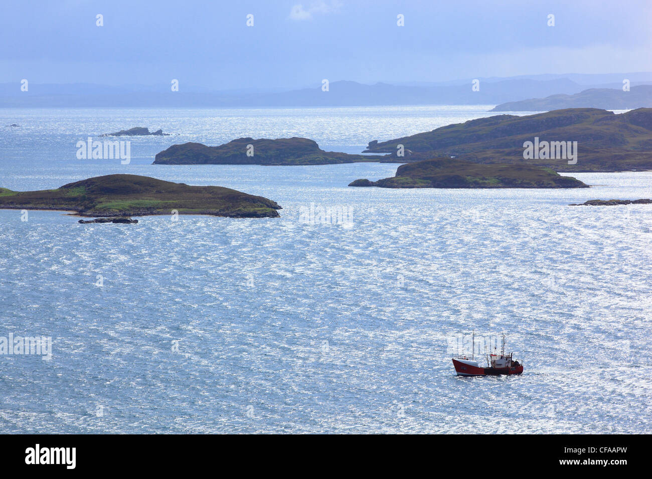 Achiltibuie, Achnahaid Bay, Great Britain, Highland, highlands, sky, highland, islands, isles, island, isle, in the sea, coast, Stock Photo