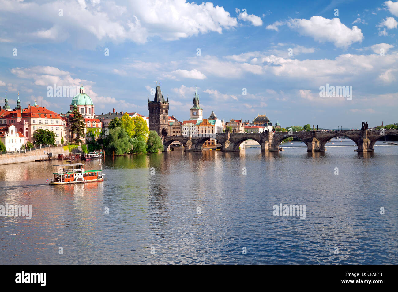 View of the River Vltava, Prague, Czech Republic Stock Photo