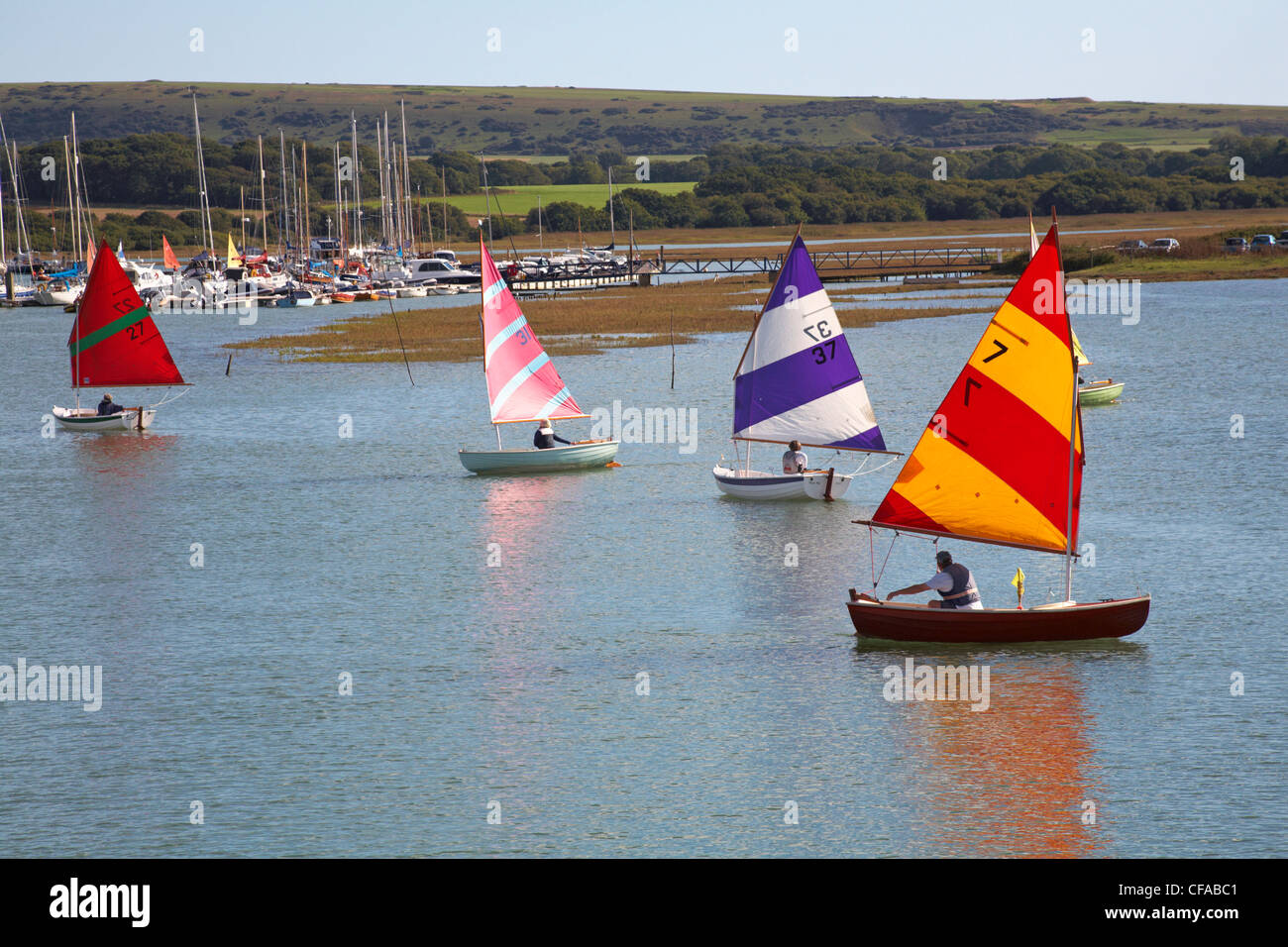 Dinghy racing at Yarmouth, Isle of Wight, Hampshire UK in September