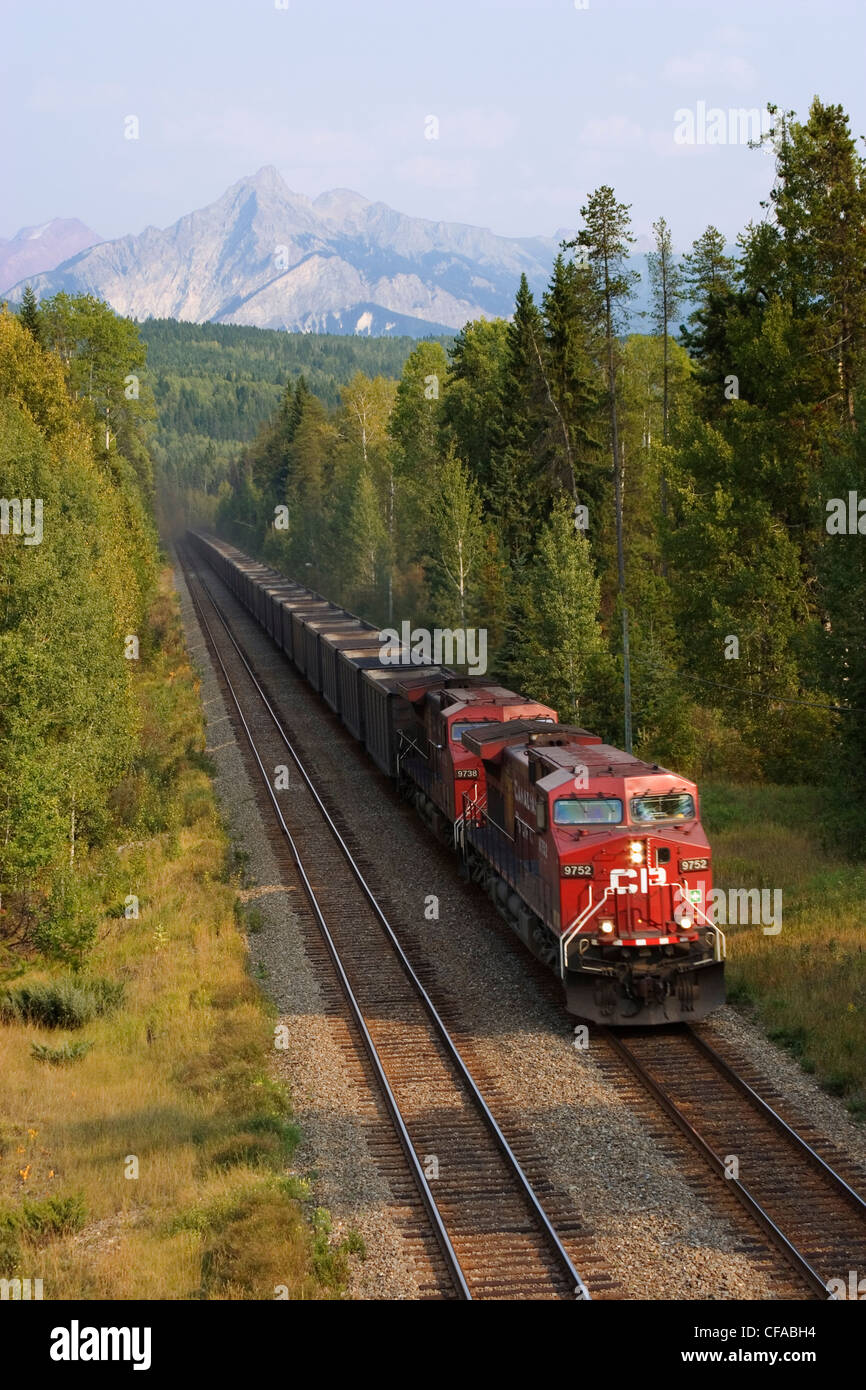 Train near Golden, british columbia, canada Stock Photo - Alamy
