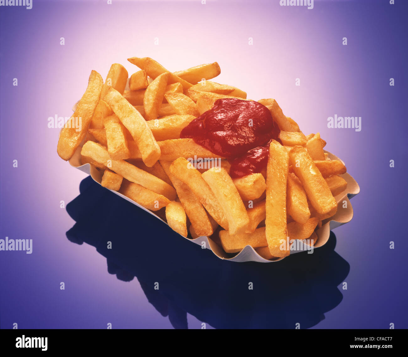 Cut out: french fries with ketchup Stock Photo