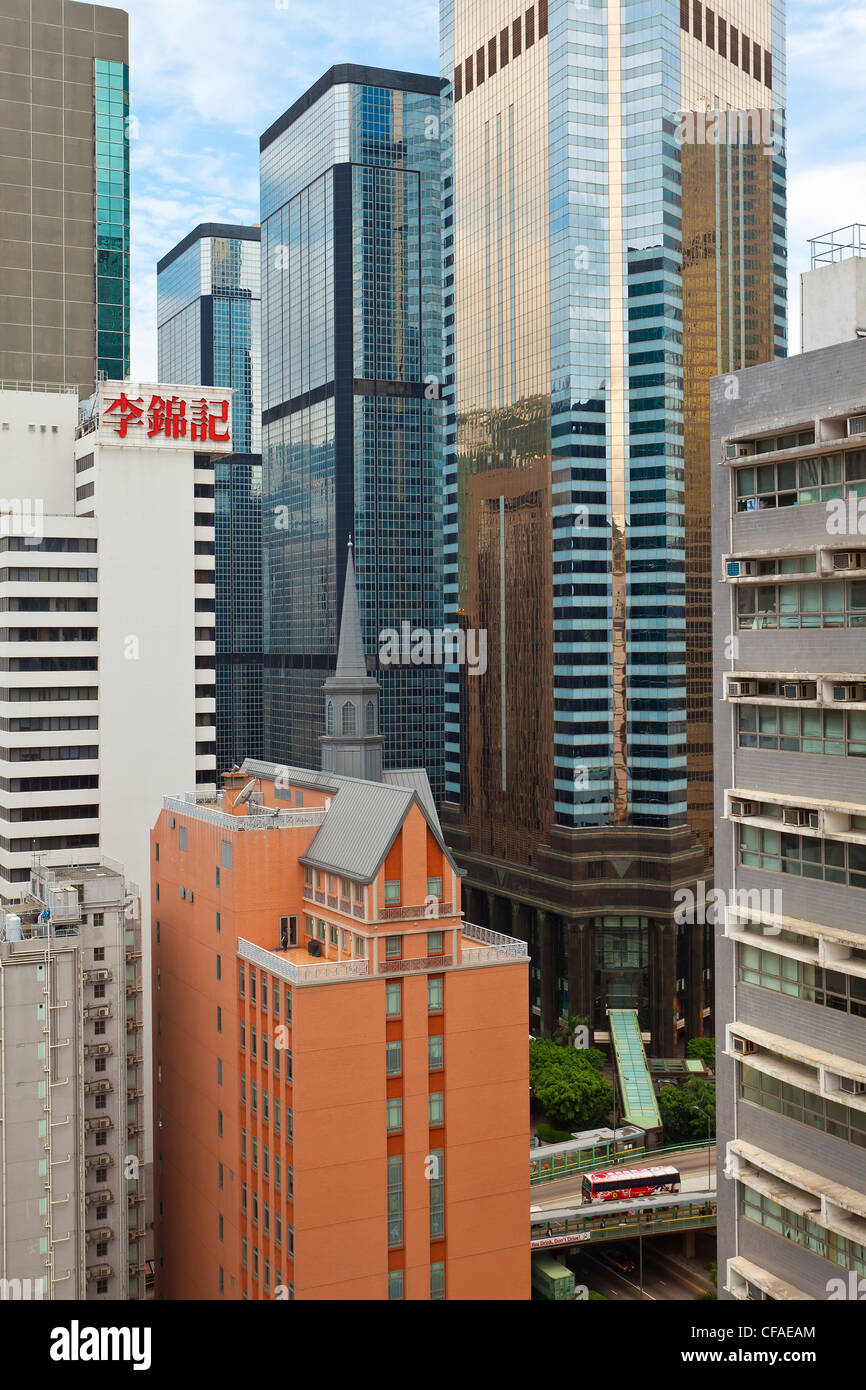 High rise buildings in Wan Chai, Hong Kong Island, Hong Kong, China Stock Photo