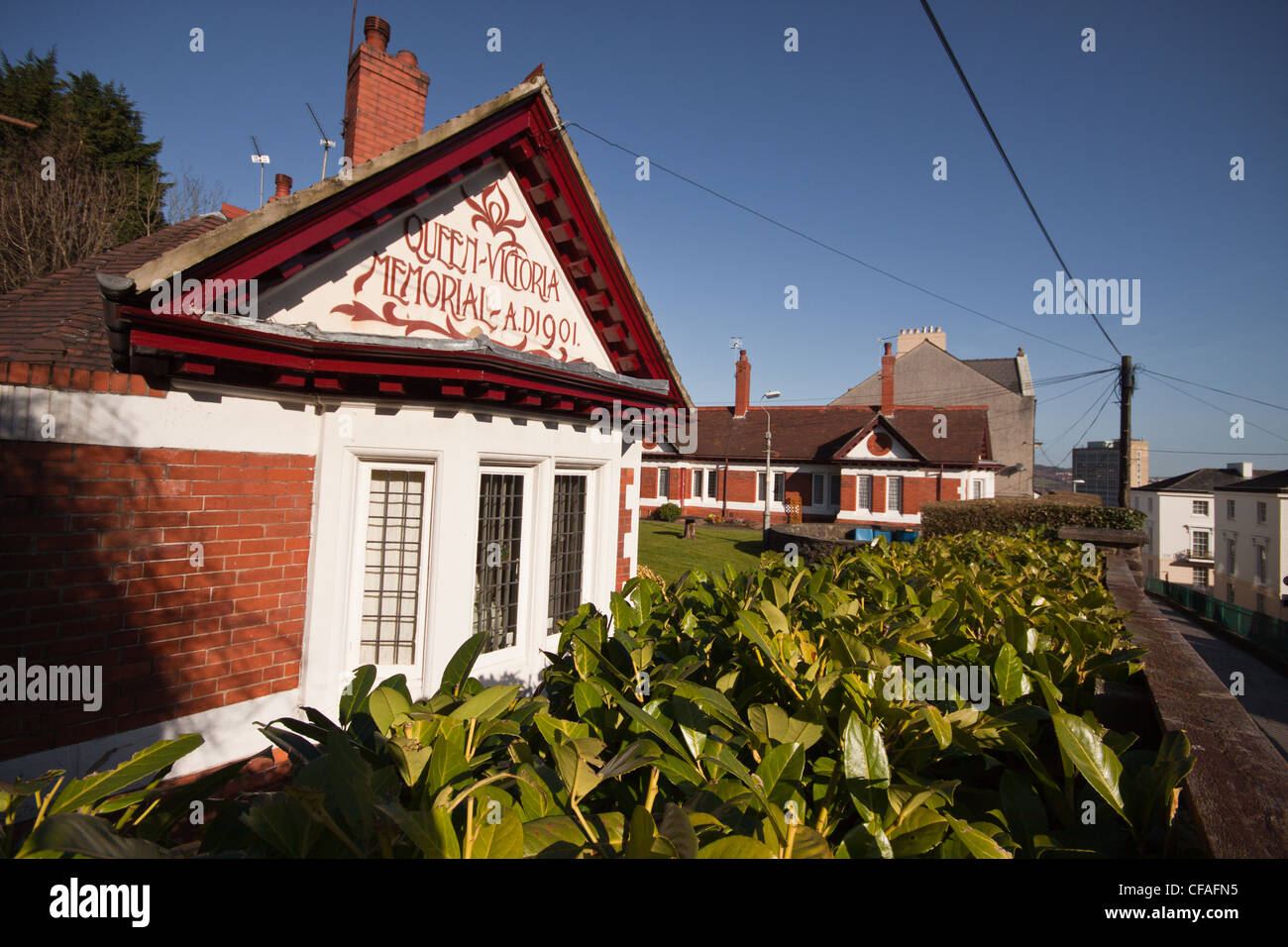 queen victoria memorial alms houses,stow hill,newport,wales,uk Stock