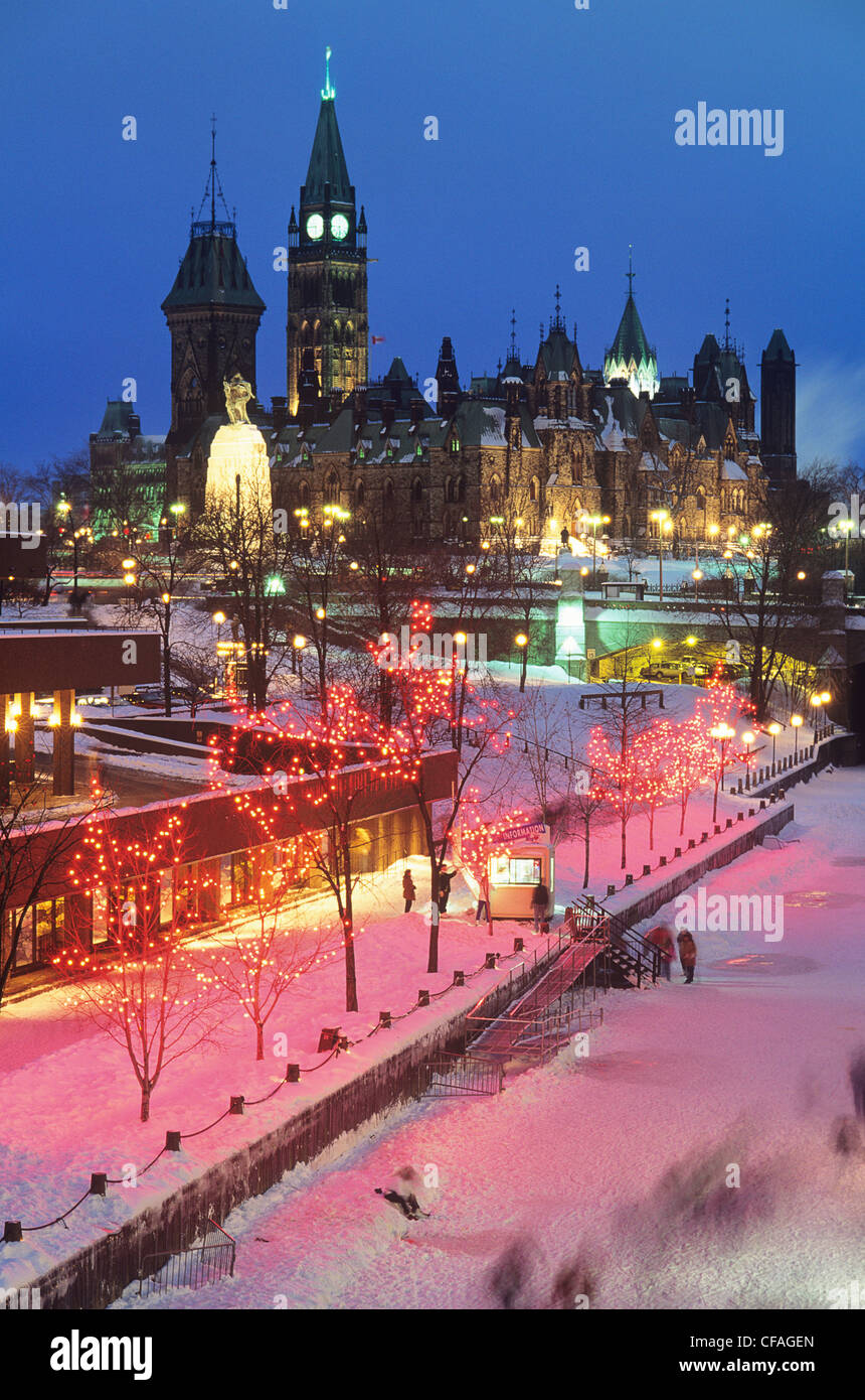 Christmas lights and Skyline of Ottawa, Ontario, Canada Stock Photo Alamy