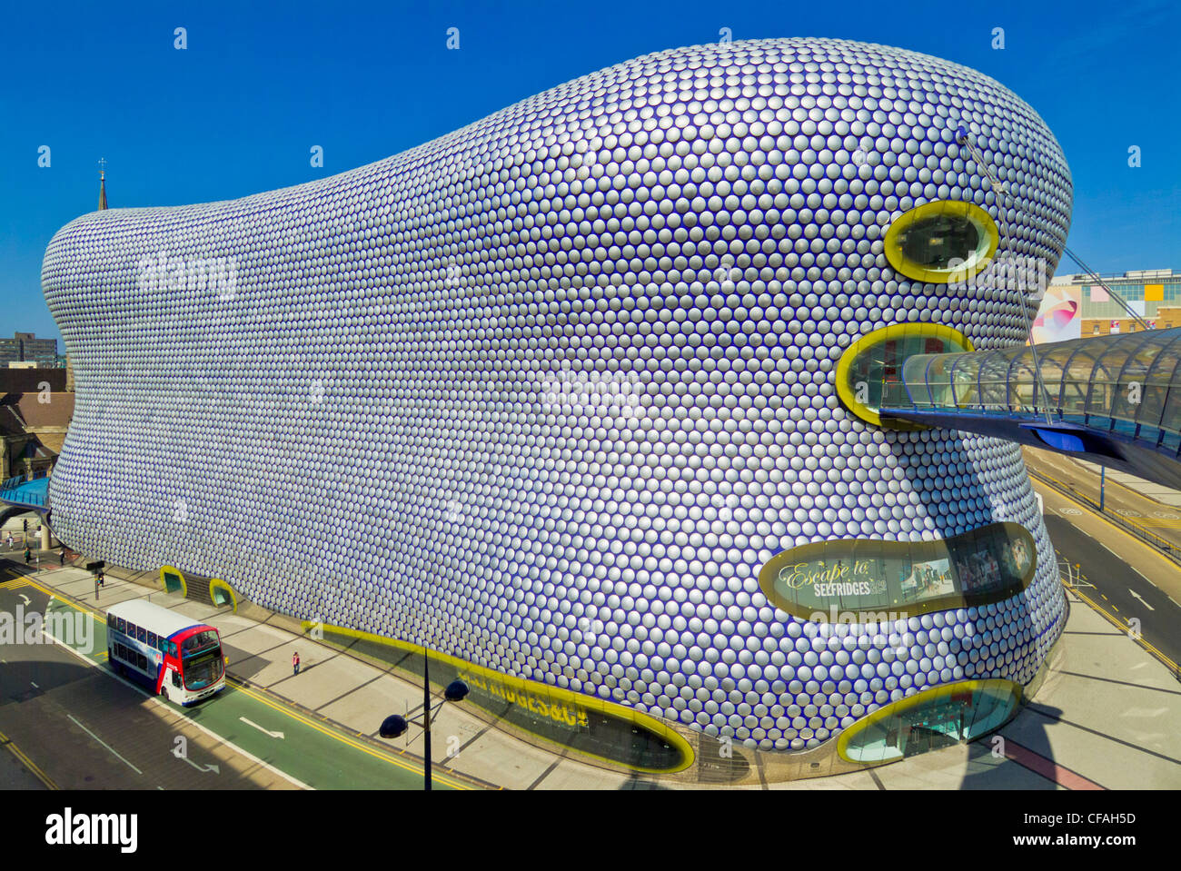 Bus outside Selfridges department store in a bus lane Birmingham Bull