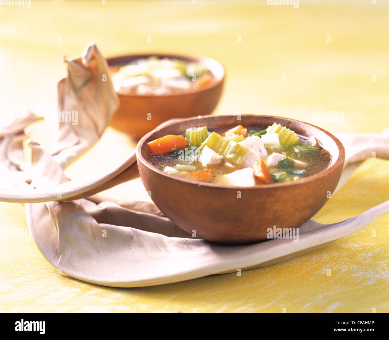 Ginger soup with chicken and vegetables  -  Kenia Stock Photo