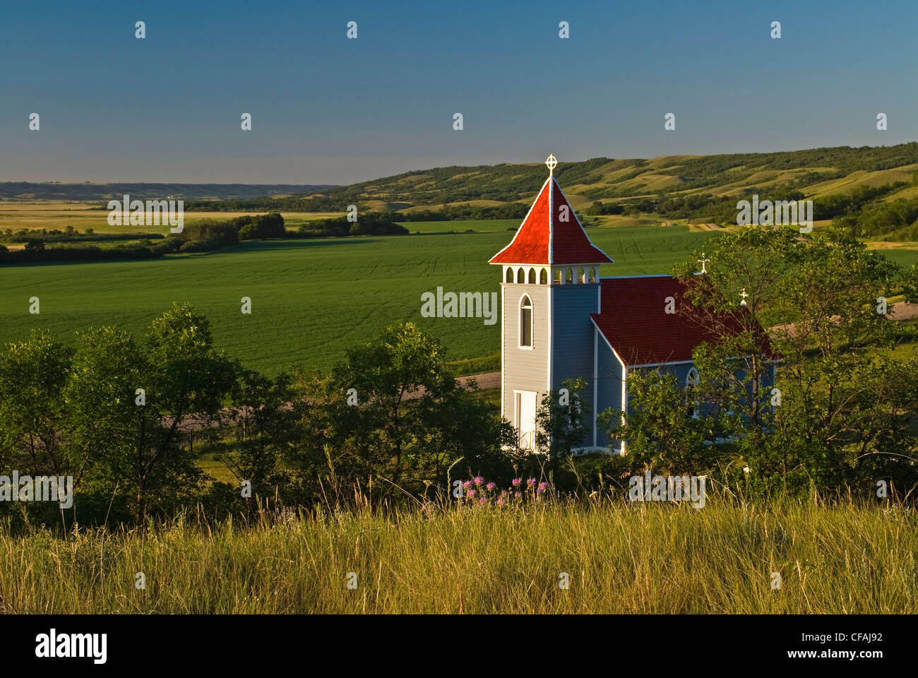 St. Nicholas Church, Qu'Appelle Valley, Saskatchewan, Canada. Stock Photo