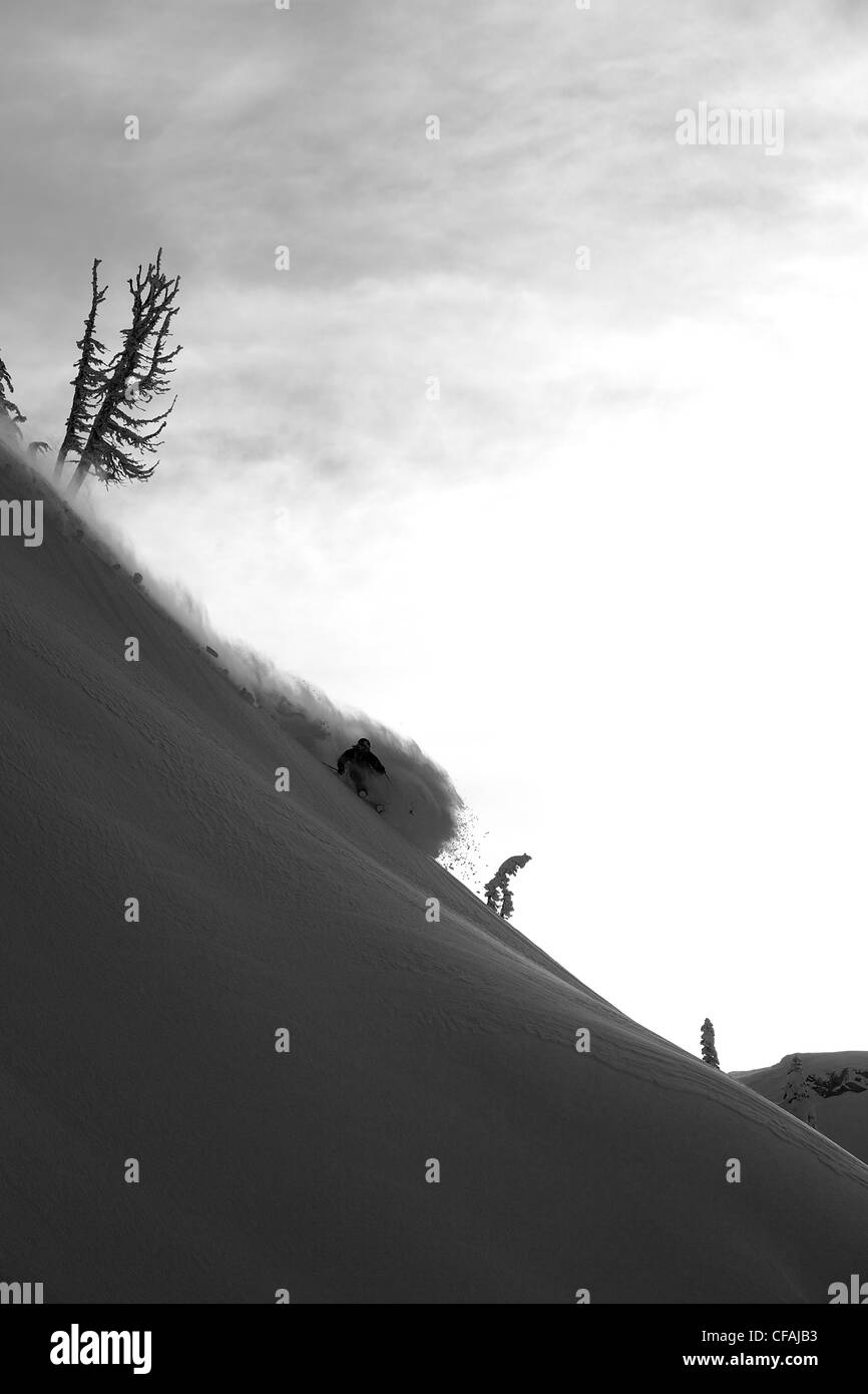 Downhill skiing in the Whistler backcountry, Coast Mountains, British