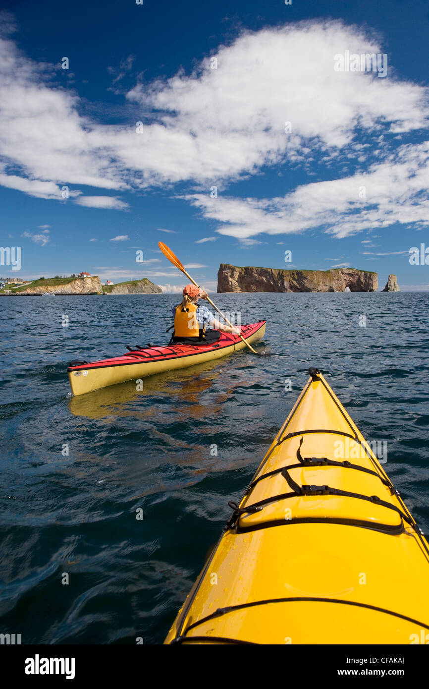 Seakayaking near Perce Rock, Gaspe, Quebec, Canada Stock Photo Alamy
