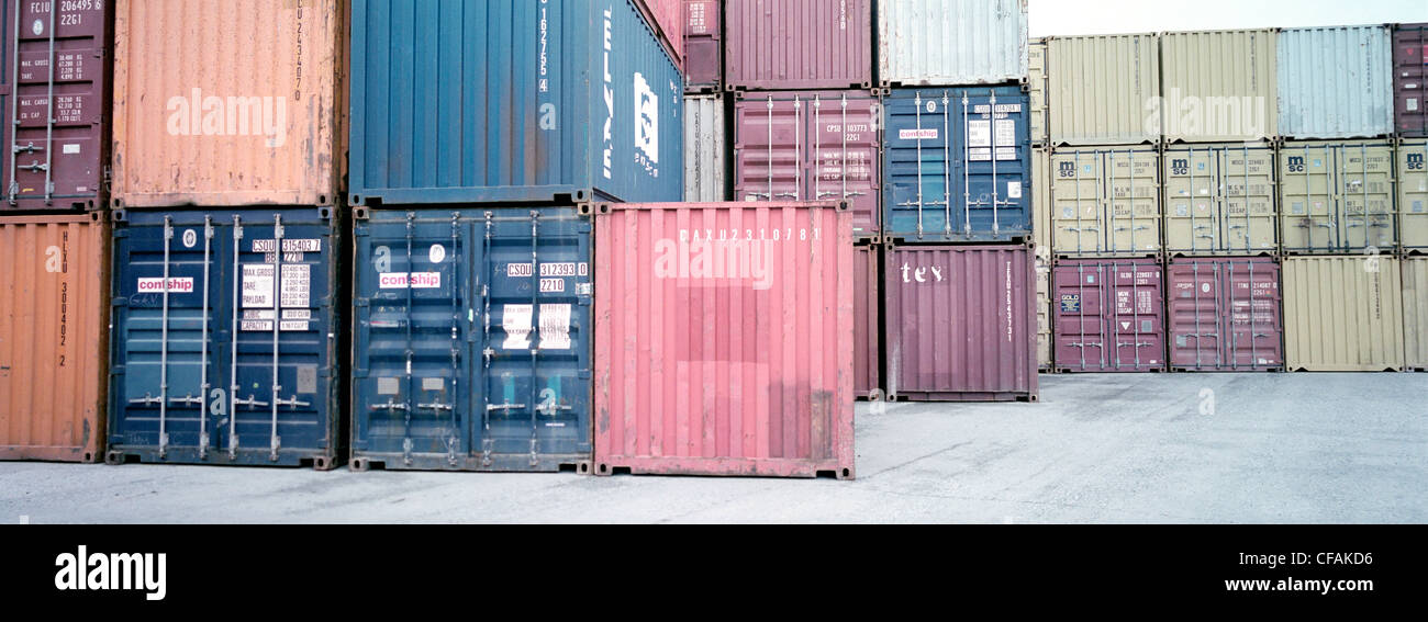 metal shipping containers cargo, Montreal, Quebec, Canada Stock Photo