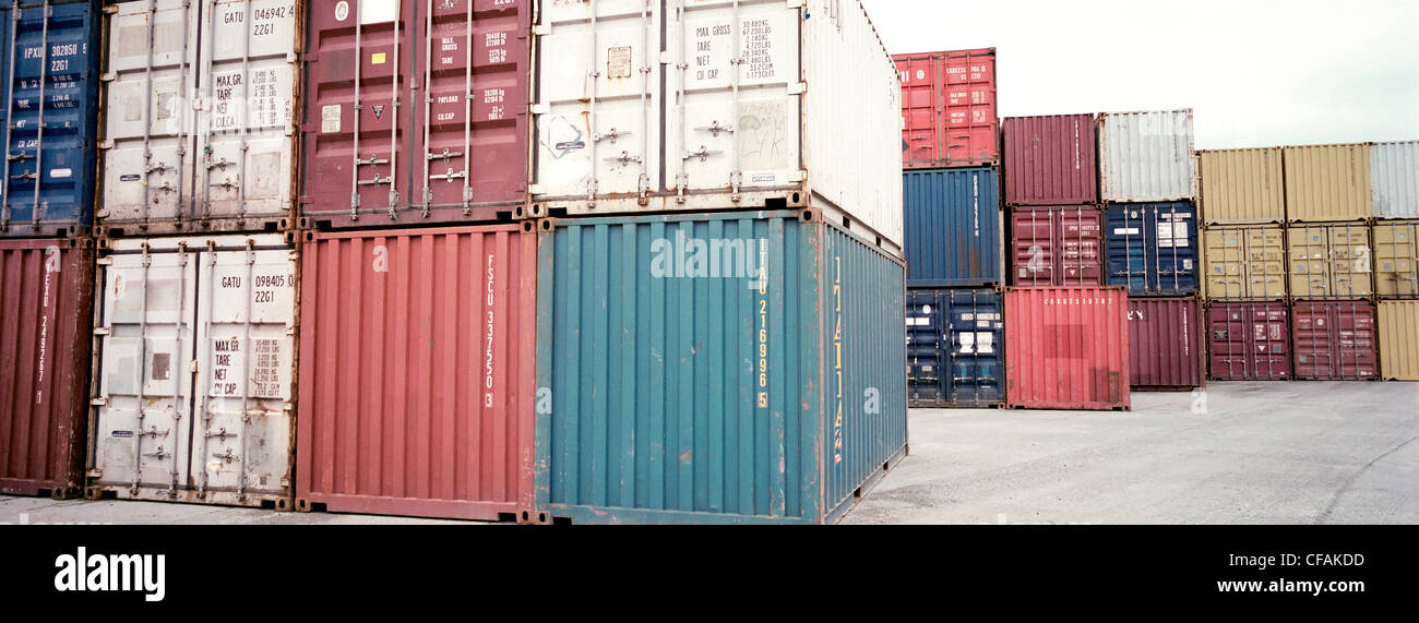 metal shipping containers cargo, Montreal, Quebec, Canada Stock Photo
