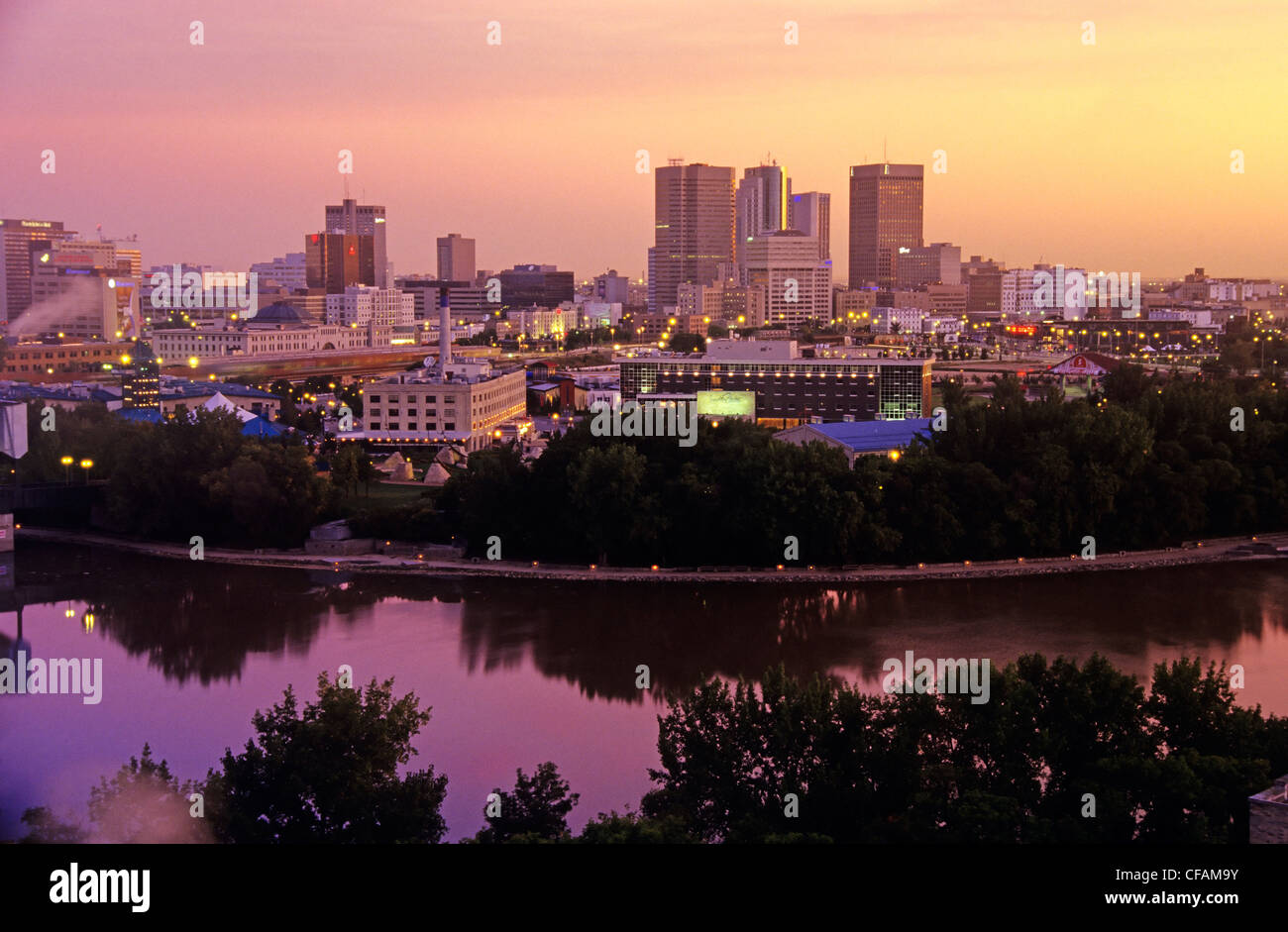 The Red River and downtown skyline, Winnipeg, Manitoba, Canada Stock Photo  - Alamy