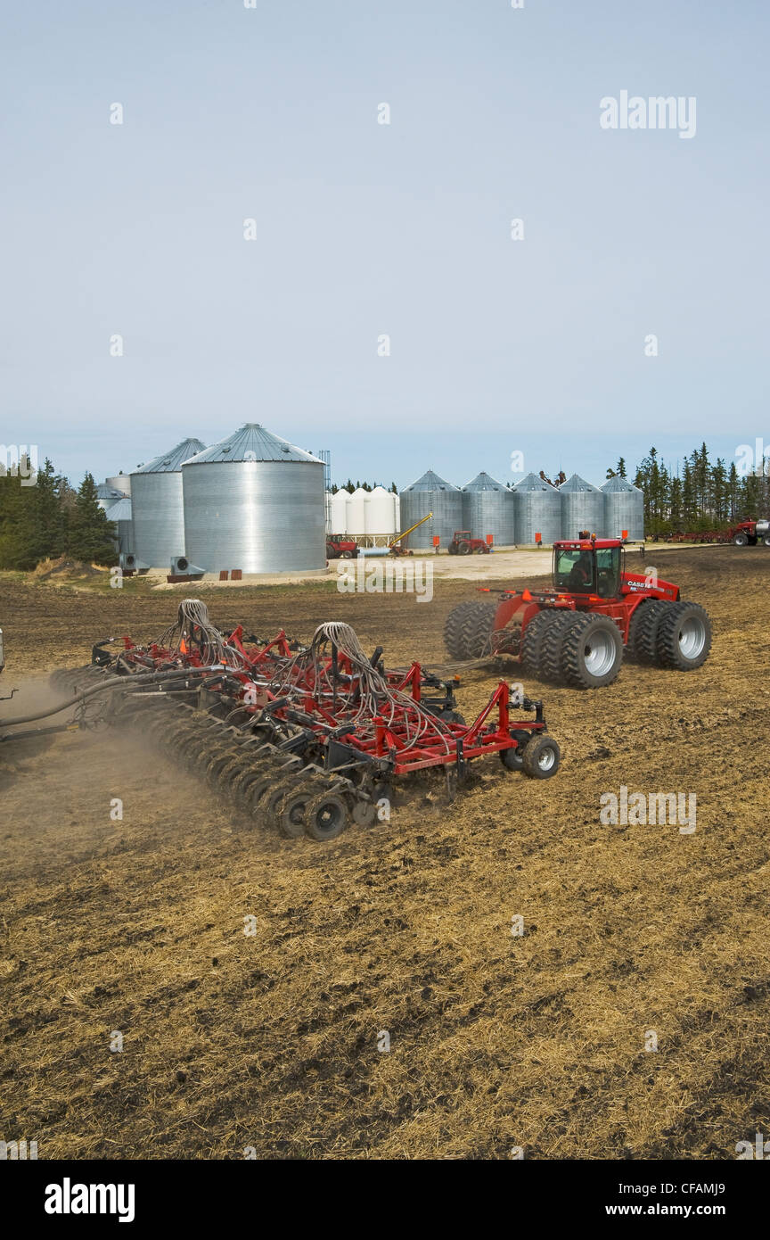 moving tractor and air till seeder planting Stock Photo Alamy
