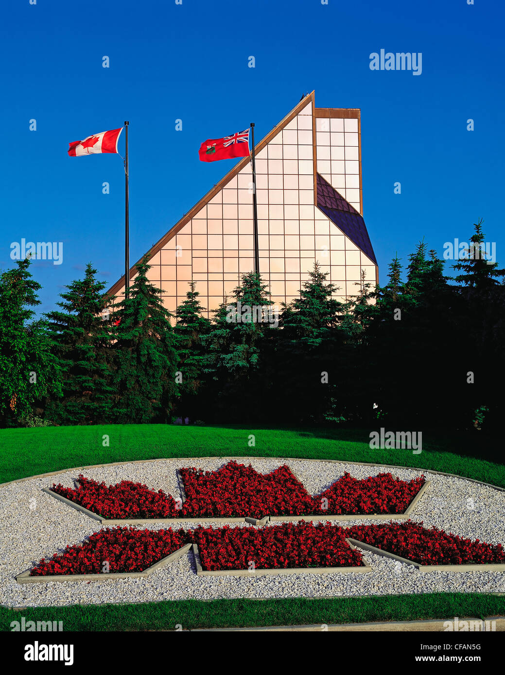 Floral symbol outside the Royal Canadian Mint, Winnipeg, Manitoba